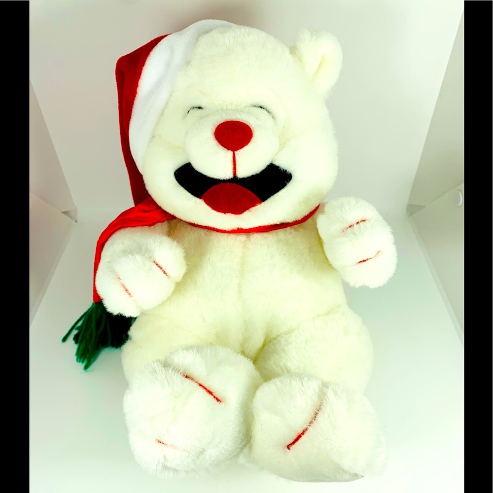 VTG Trendmasters Giggle Shake Christmas Holiday Bear Plush 1992 Tested Works